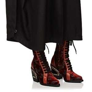 NIB Chloe Rylee Velvet & Leather Ankle Boots Size 39